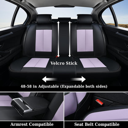Coverado Seat Covers Full Set, Black Seat Covers for Cars 5 Seats, Car Seat Protector, Waterproof Nappa Leather Car Seat Cushion, Front and Rear Car Seat Cover Fit for Most Sedans SUV Pick-up Truck - Colors B