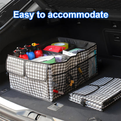 Mandark Car Trunk Organizer, Collapsible Multi Compartment Vehicle Storage Box, Waterproof Adjustable Automotive Organization Container Accessories, Universal for SUV, Sedan, Truck (Black)