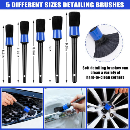 Car Wash Detailing Kit Cleaning Kits with Foam Gun Sprayer, Car Wash Brush and Large Wash Mitt Duster for Car Interior and Exterior Cleaning (Blue)