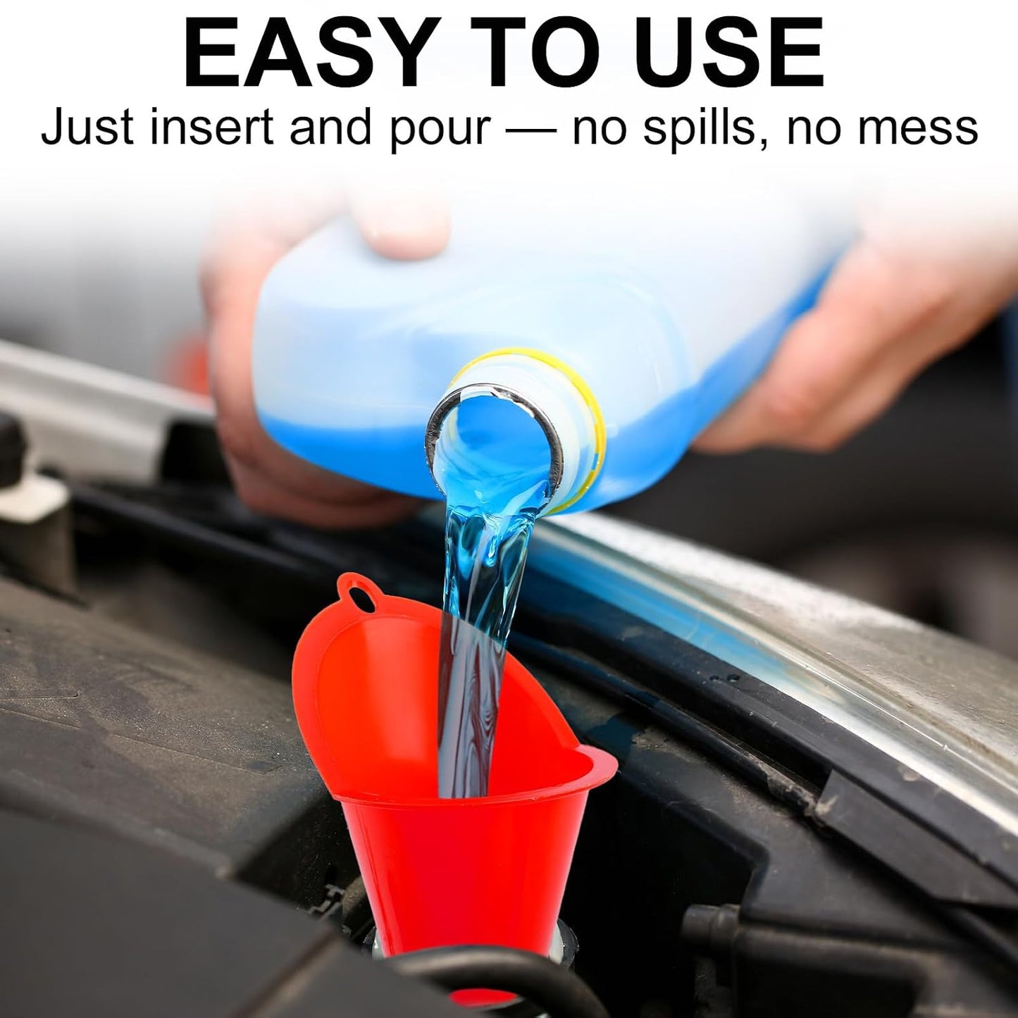 3-Pack Long-Neck Oil Funnels, 11" Multi-Purpose Funnels for Automotive & Motorcycle Use – Reusable Funnel for Oil, Gas & Transmission Fluid (Orange&Blue&Black)