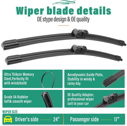 26" 16" 12" Windshield Wiper Blades Replacement for Toyota RAV4 2019 2020 2021 2022 2023 2024 2025 RAV 4 / Mazda 5 2006-2015 Premium All Weather Front Rear Wipers Set - OEM Quality (Pack of 3) - Colors A