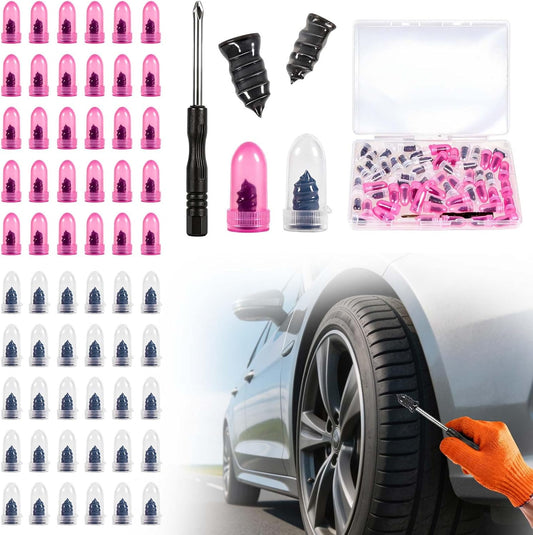 61 PCS Tire Repair Rubber Nail, Vacuum Tire Repair Kits Spiral Rubber Nails, Tire Screw Plug Fast Tool Self Service Tire Repair Nail for car, Motorcycle, Truck, Tractor Tire Puncture Repair