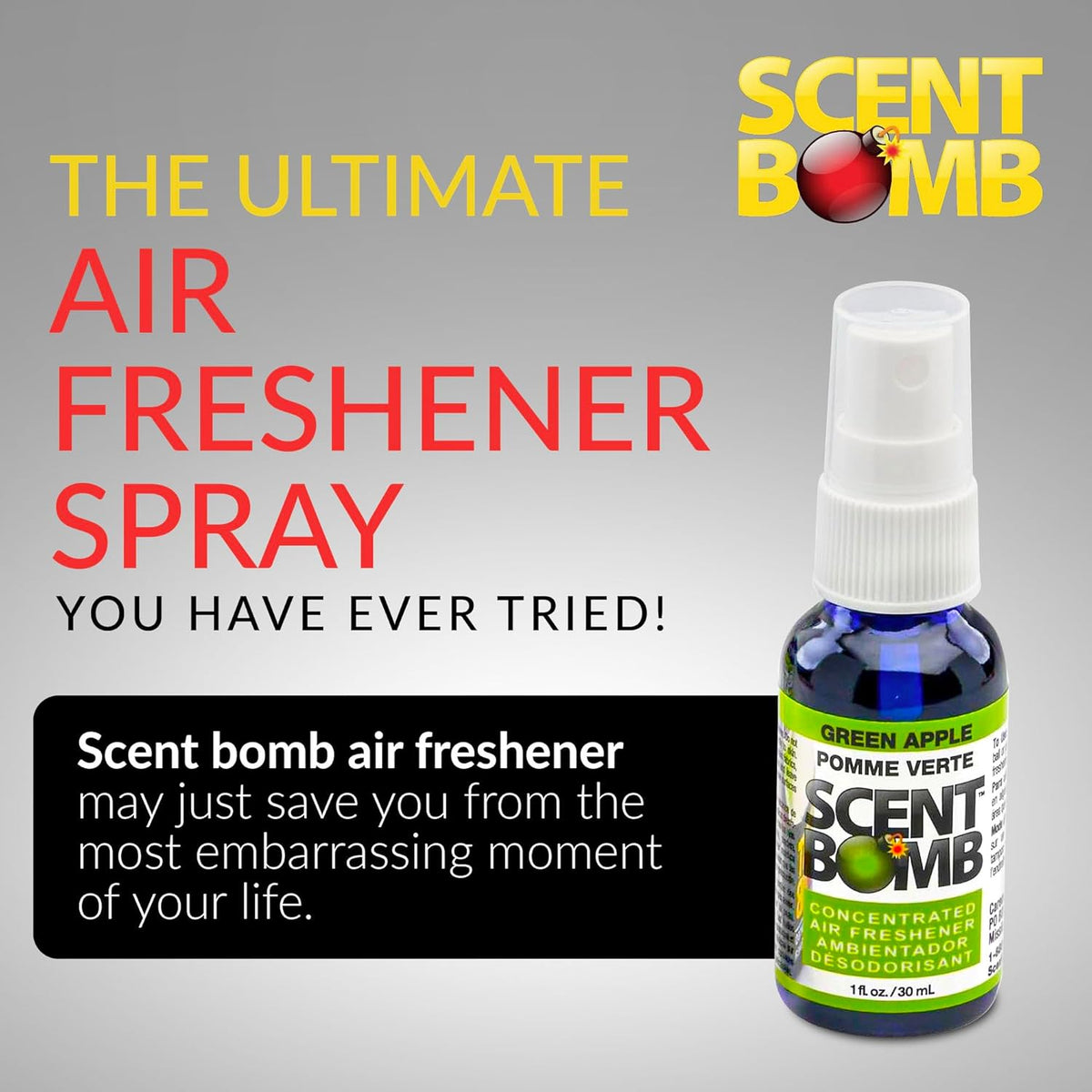 Scent Bomb Air Freshener Spray, Long-Lasting Odor Eliminator - Effective Deodorizer for Home & Car, Fresh Room Spray for Kitchen, Bathroom & Smell Neutralizer - 1 oz Pack of 4, Black Cherry Scent