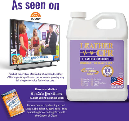 Leather CPR Cleaner and Conditioner 18oz. Bring Leather Back To Life on Furniture, Car Seats, Handbags, Jackets, Boots, Saddles, Purses & Shoes. Restores Shine, Softness & Color to Real Leather