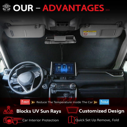 KAYZT Windshield Sun Shade for 2019-2025 2026 Chevy Silverado 1500 /GMC Sierra 1500 2500HD 3500HD Foldable Sunshade Front Window Custom Fit Car Accessories - Colors B