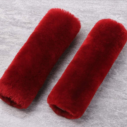 OGLAND Authentic Sheepskin Car Seat Belt Pad,2 Pack Soft Seat Belt Cover for Shoulder Pad Neck Cushion Protector Car Accessories by Genuine Natural Merino Wool (Misty Gray) - Colors A