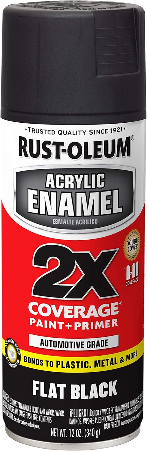Rust-Oleum 271903 Acrylic Enamel 2X Spray Paint, 12 oz, Gloss Black, (Pack of 1)
