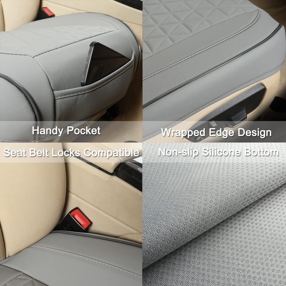 Black Panther Luxury Faux Leather Car Seat Cover Front Bottom Seat Cushion Cover, Anti-Slip and Wrap Around The Bottom, Fits 95% of Vehicles - 1 Piece,Black