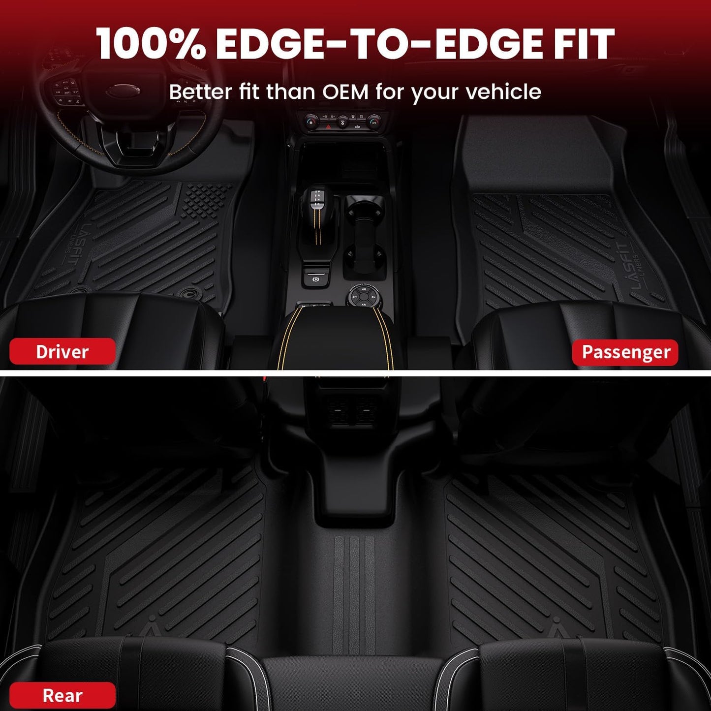 LASFIT Floor Mats Fits for Hyundai Sonata 2020-2026 (Only for FWD & Gas) & Kia K5 2021-2025 (Only for FWD) Custom Fit TPE All Weather Floor Liners Car Mats Accessories, Black