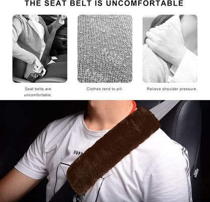 Sun Walker 2PCS Seat Belt Shoulder Pads, Fluffy Soft Plush Auto Seat Belt Pads for Protecting Your Neck & Shoulder, Comfortable Seatbelt Cover Warm Protective Cushion for Most Cars (Purple)