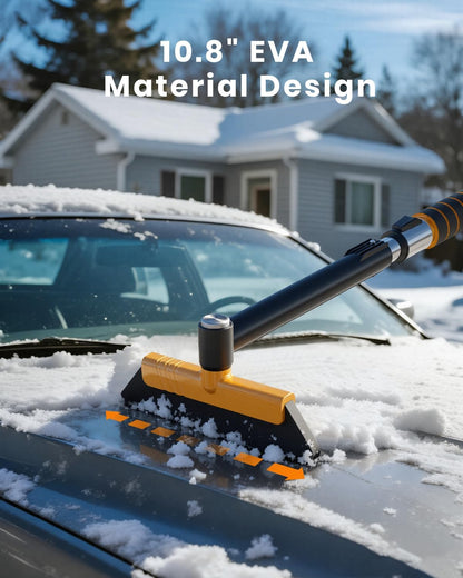 helloleiboo 43.7" Extendable Ice Scrapers for Car Windshield for 12 Adjustable Length Settings with Foam Grip and 360° Pivoting Brush Head Detachable Snow Brush for Truck SUV(Orange)