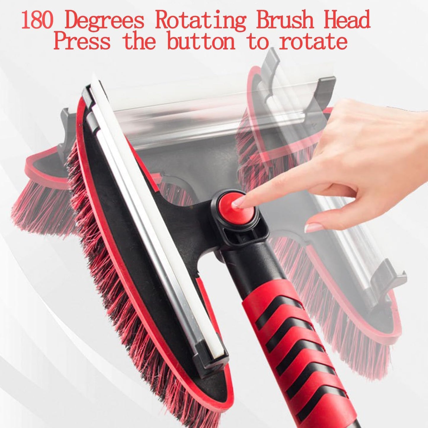 42" Car Snow Brush & Ice Scraper Red Snow Brush for Car Extendable, Upgraded Heavy Duty Pivoting Snow Broom for SUV Trucks Windshield Snow Cleaning
