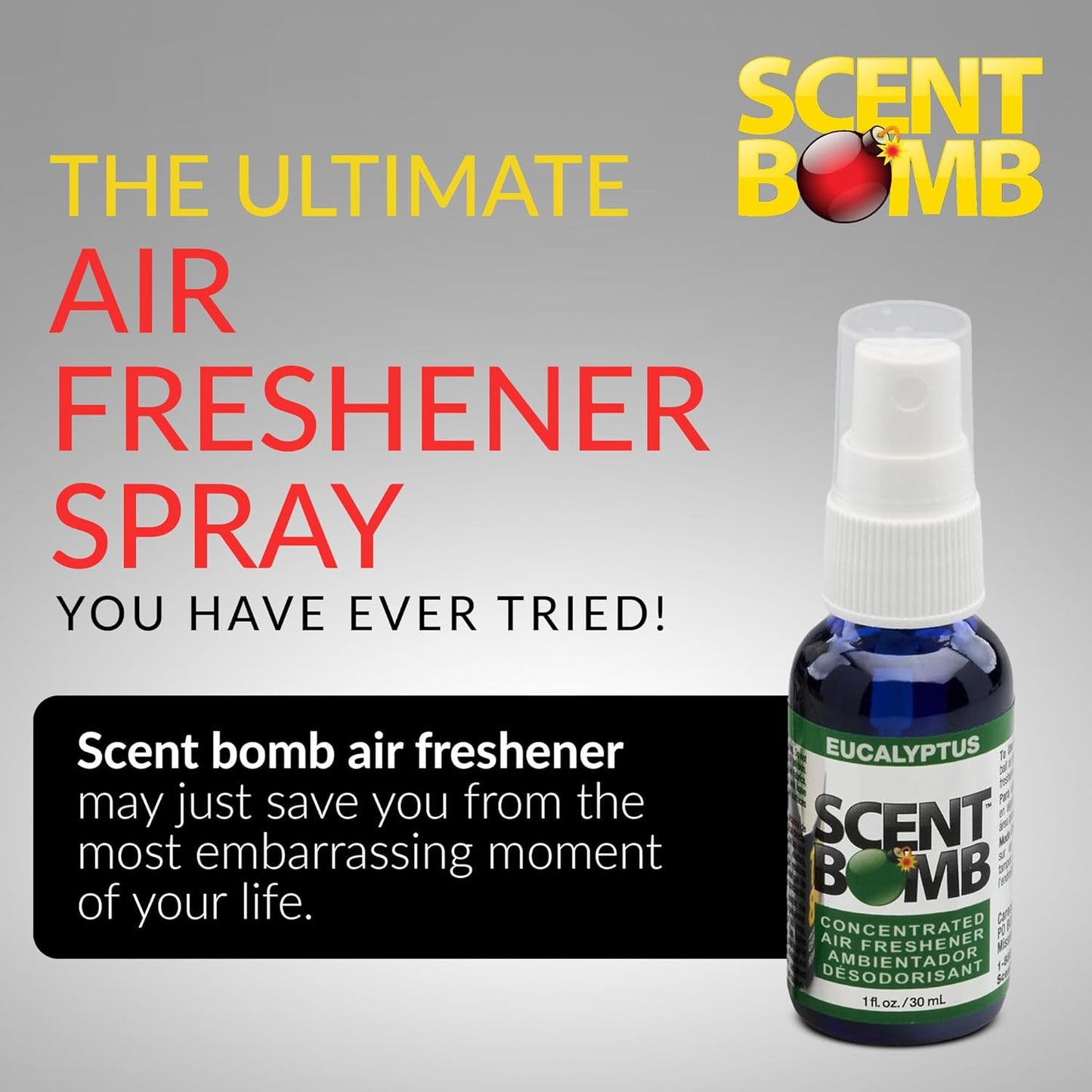 Scent Bomb Air Freshener Spray, Long-Lasting Odor Eliminator - Effective Deodorizer for Home & Car, Fresh Room Spray for Kitchen, Bathroom & Smell Neutralizer - 1 oz Pack of 4, Black Cherry Scent