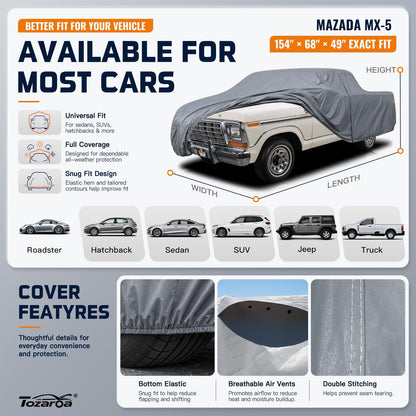 SUV Cover Waterproof All-Weather,Outdoor Full Exterior Automobiles SUV(Length 182-190 inch) with Windshield Sun Shade Universal Fit Toyota RAV4,CRV,Model Y,Q5,Size S2 (See SizeChart)