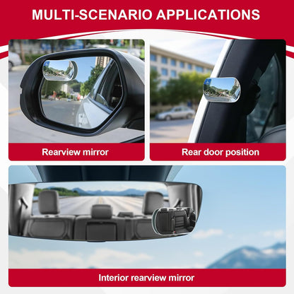 LivTee Blind Spot Mirrors, HD Glass Frameless Convex Rear View Mirrors, Wide Angle Adjustable Stick for Side Mirror, Automotive Exterior Accessories for Car, SUV & Trucks, Pack of 2