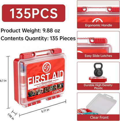 Gevoke Professional First Aid Kit - 310 Piece HardCase Medical Kit for Home, Car, Camping, Travel, Hiking, Truck, Office, Sports, Vehicle & Outdoor Emergencies