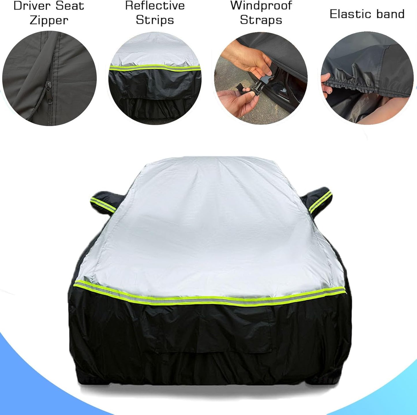SUV car Cover All Weather Waterproof Murano, Subaru Outback/Solterra，Cadillac XT5/SRX, Buick Envision and Other Models -Outdoor Sunshade Protection with Zipper (Length 188 to 195 inch)