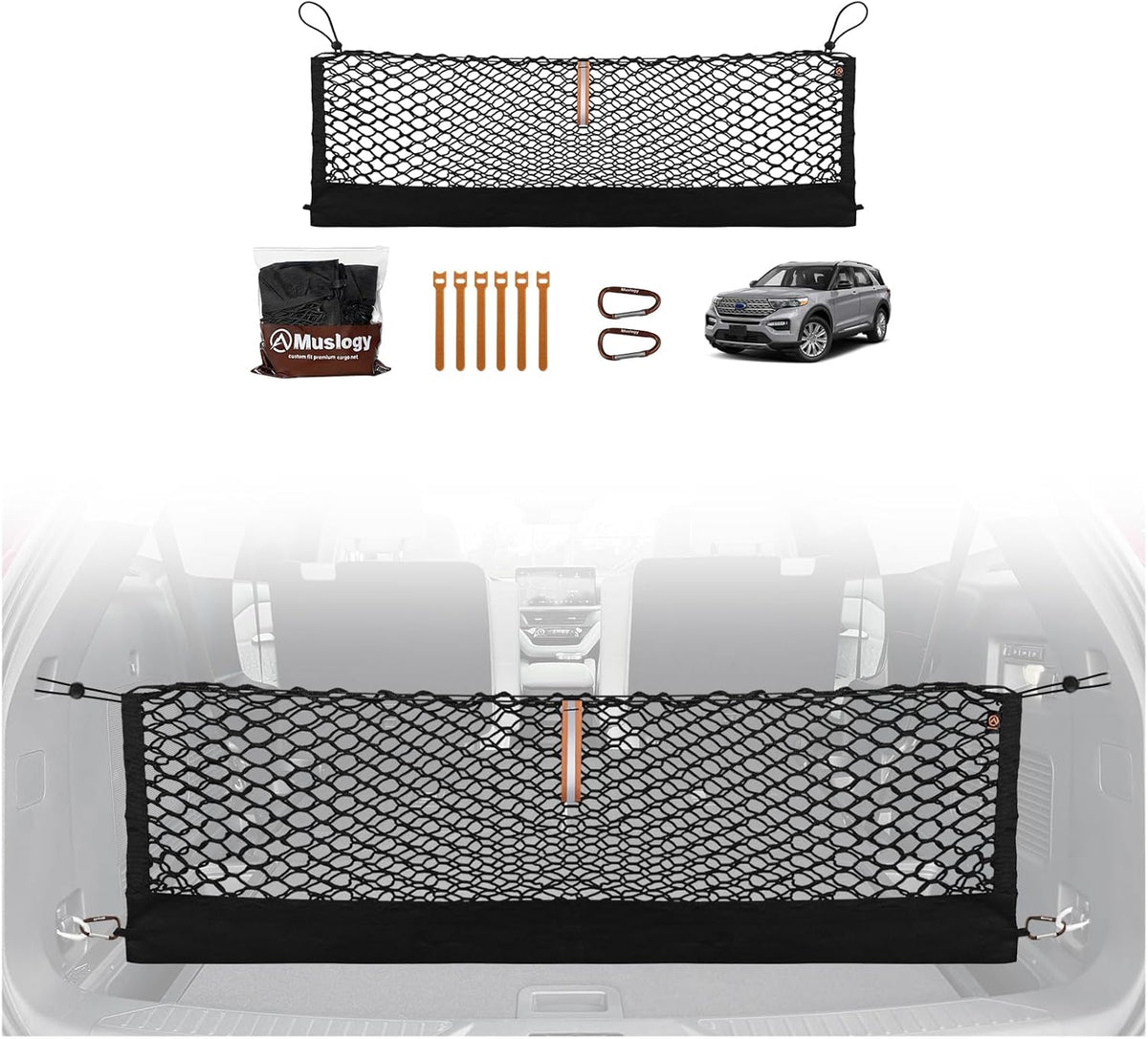 Muslogy Truck Bed Cargo Net Trunk Netting Compatible with 2023-2025 2026 Honda CR-V Accessories, Pickup Cargo Organizer SUV Sedan Storage Net w/Heavy Duty Carabiners - Colors A