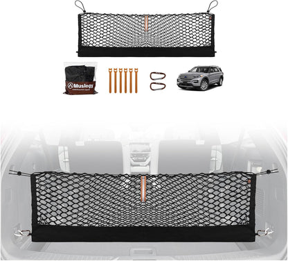 Muslogy Truck Bed Cargo Net Trunk Netting Compatible with 2023-2025 2026 Honda CR-V Accessories, Pickup Cargo Organizer SUV Sedan Storage Net w/Heavy Duty Carabiners - Colors A