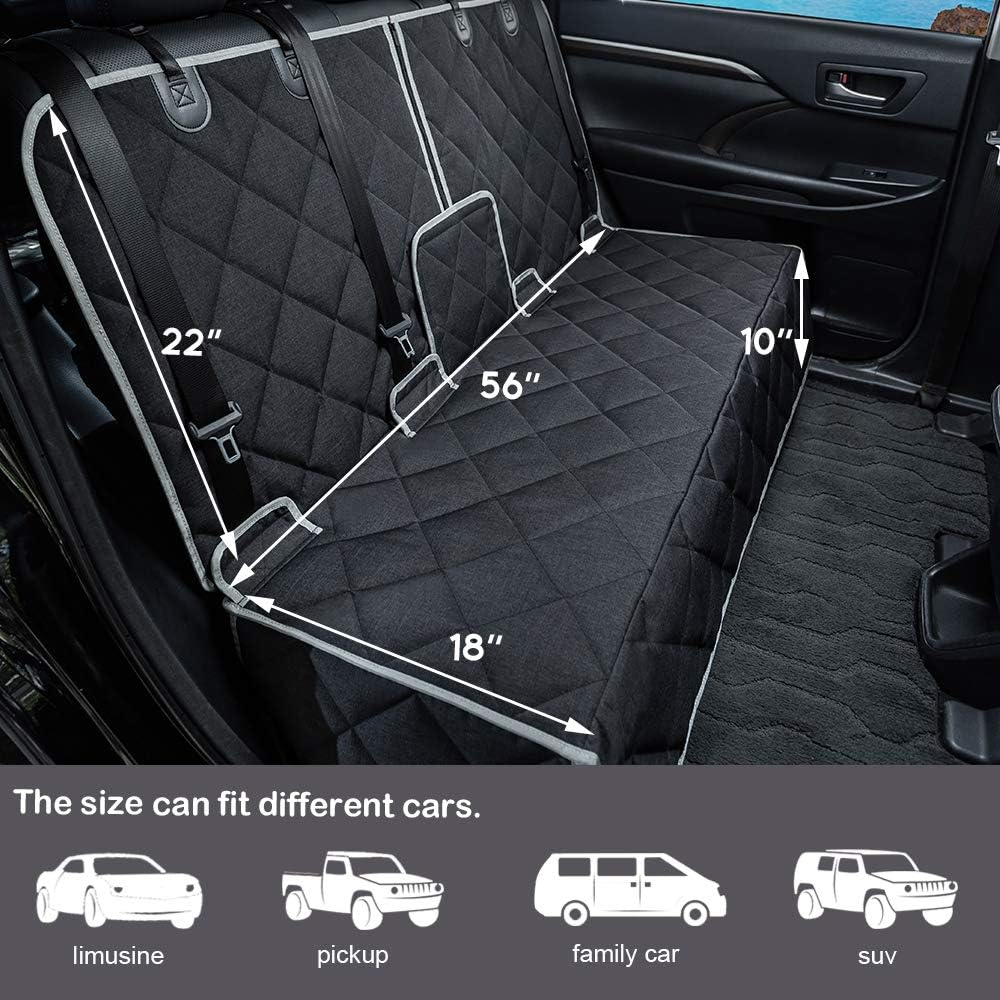 petalage Bench Dog Car Seat Cover for Back Seat Waterproof Seat Covers Durable Scratch Proof Nonslip, Protector for Pet Fur & Mud Washable Backseat Cover for Cars Armrest Compatible