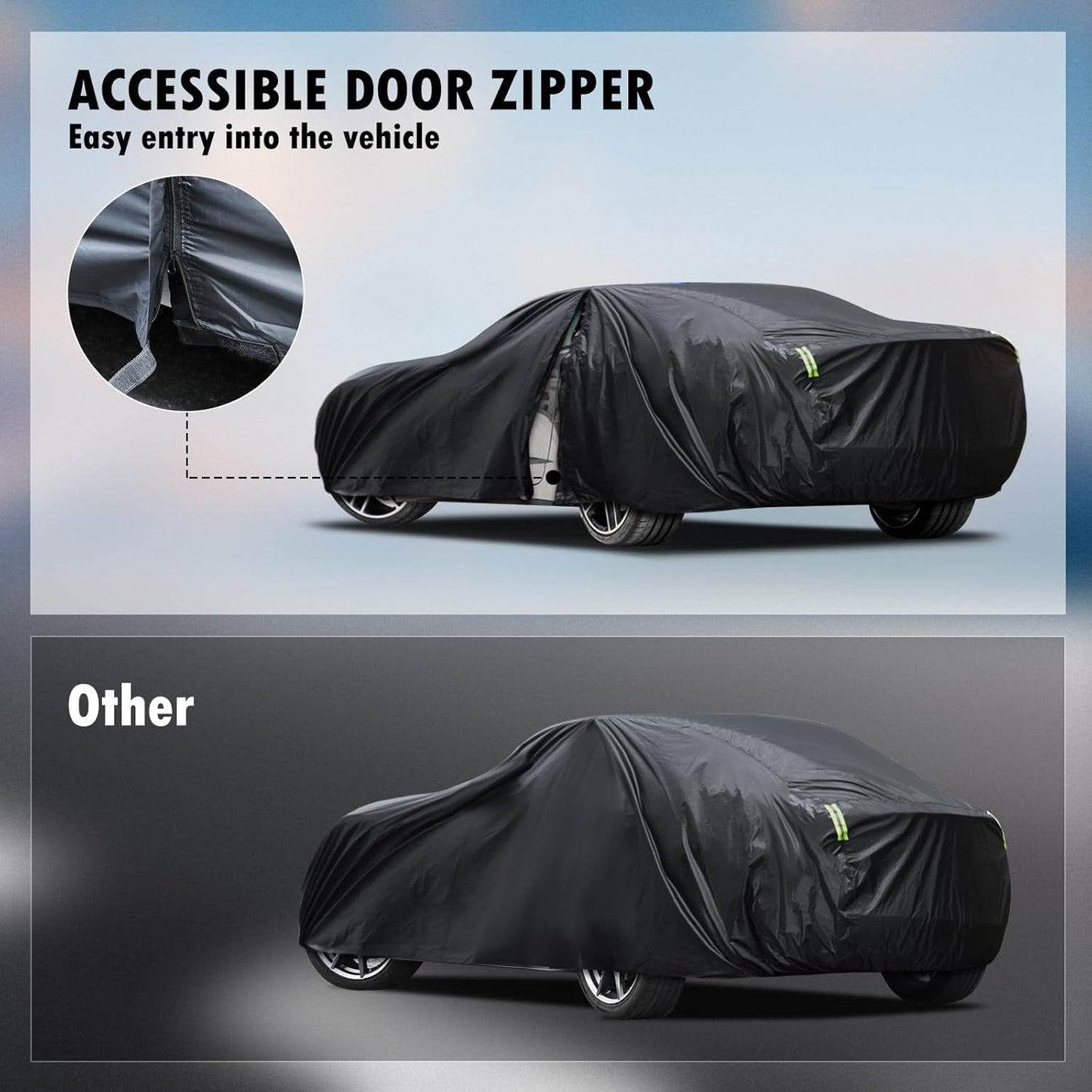 Car Cover Custom Fit for Toyota Corolla 2000-2025, Honda Civic 1991-2025, Waterproof All Weather Full Exterior Cover Rain Sun Protector Car Cover with Door Zipper