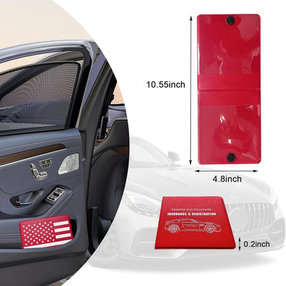 Ziciner Car Registration Insurance Holder, 2Pack Essential Auto Card Document Glove Box Organizer with Touch Fastener, Vehicle Interior Accessories Perfect for Most Car, Truck, SUV (Red/Small Car)
