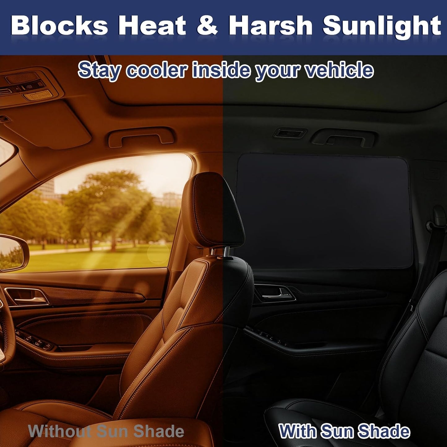 XCBYT Car Window Shades - 4 Pcs Car Privacy Curtains - 100% Block Light Car Window Covers - Magnetic Side Window Sun Shade Keeps Cooler for Breastfeeding, Taking a nap, Changing Clothes, Camping