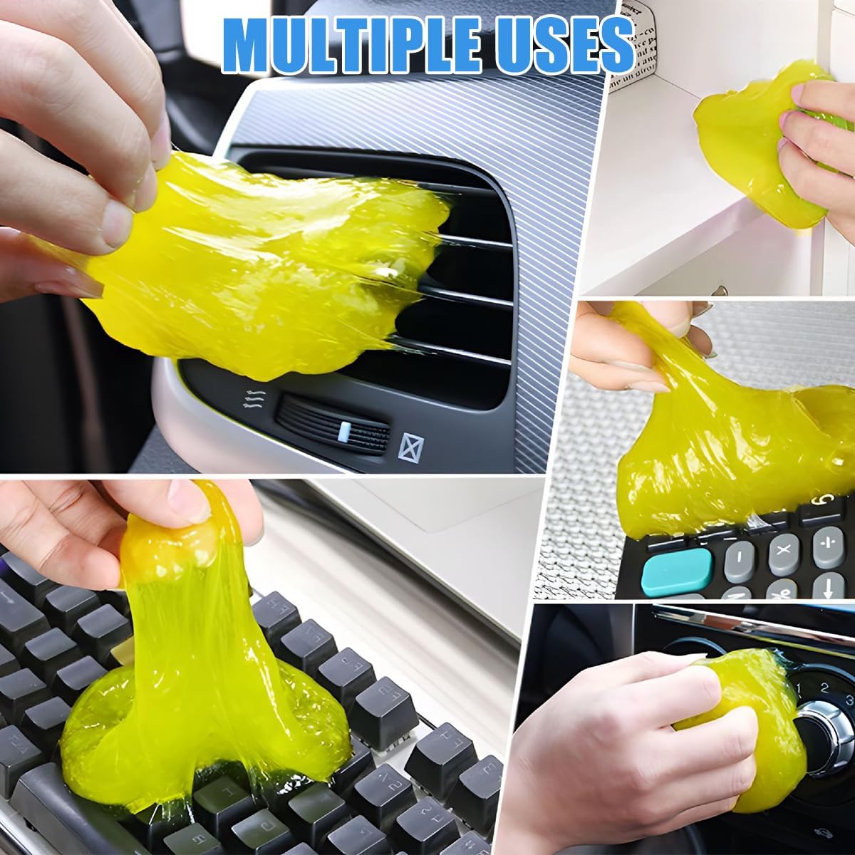 Car Cleaning Gel, Vehicle Dust Detailing Putty Slime Cleaner Kit for Air Vent, Reusable Automotive Interior Detail Clean Mud Removal Tool, Universal for SUV Sedan Truck (Blue)