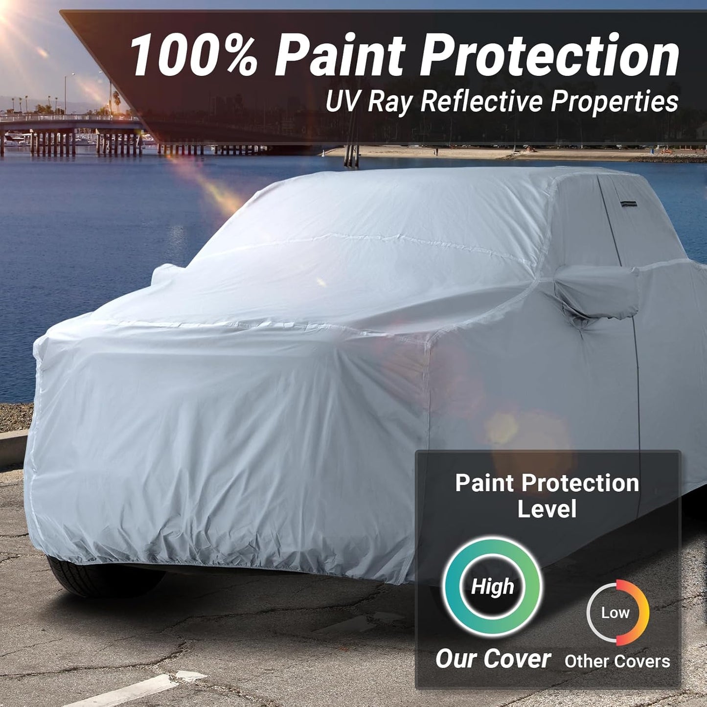 iCarCover 15-Layer Car Cover Waterproof All Weather | Premium Quality Car Covers for Automobiles, UV Protection, El Camino, Impala, Bel Air, Monte Carlo, Galaxie, Charger, Size C21 (See Size Chart) - Colors C