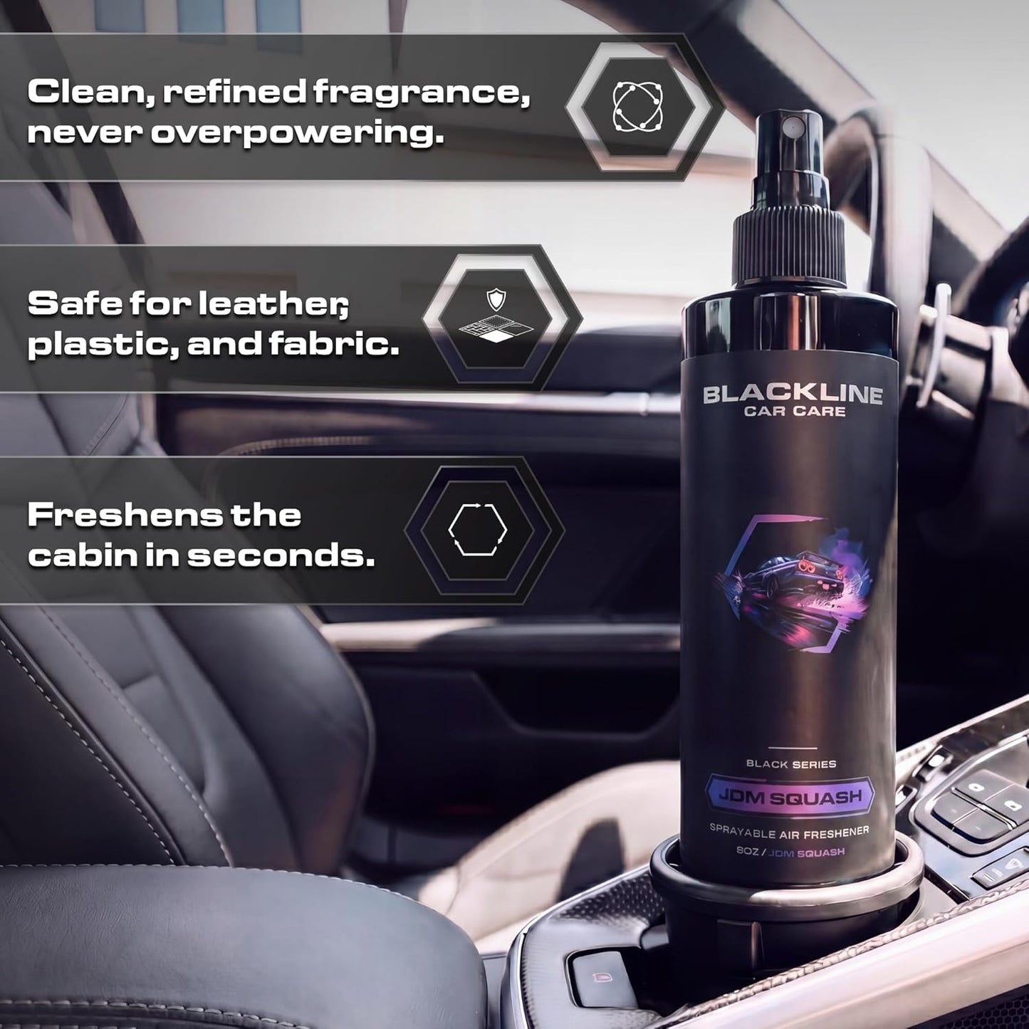 Blackline Car Care - Ocean Breeze Car Air Freshener Spray, Premium Odor Eliminator for Cars, Trucks, RVs, SUV, or Home Use - 8 fl OZ - Air Freshener - Ocean Breeze Spray