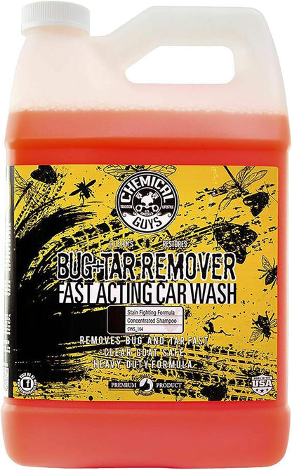 Chemical Guys Bug and Tar Remover Fast Acting Car Wash - Heavy Duty Cleaner for Bugs, Tar, Grime, Tree Sap & Bird Droppings - Safe for Car Paint, Glass, Chrome, Plastic, All Exterior Surfaces - 16 oz