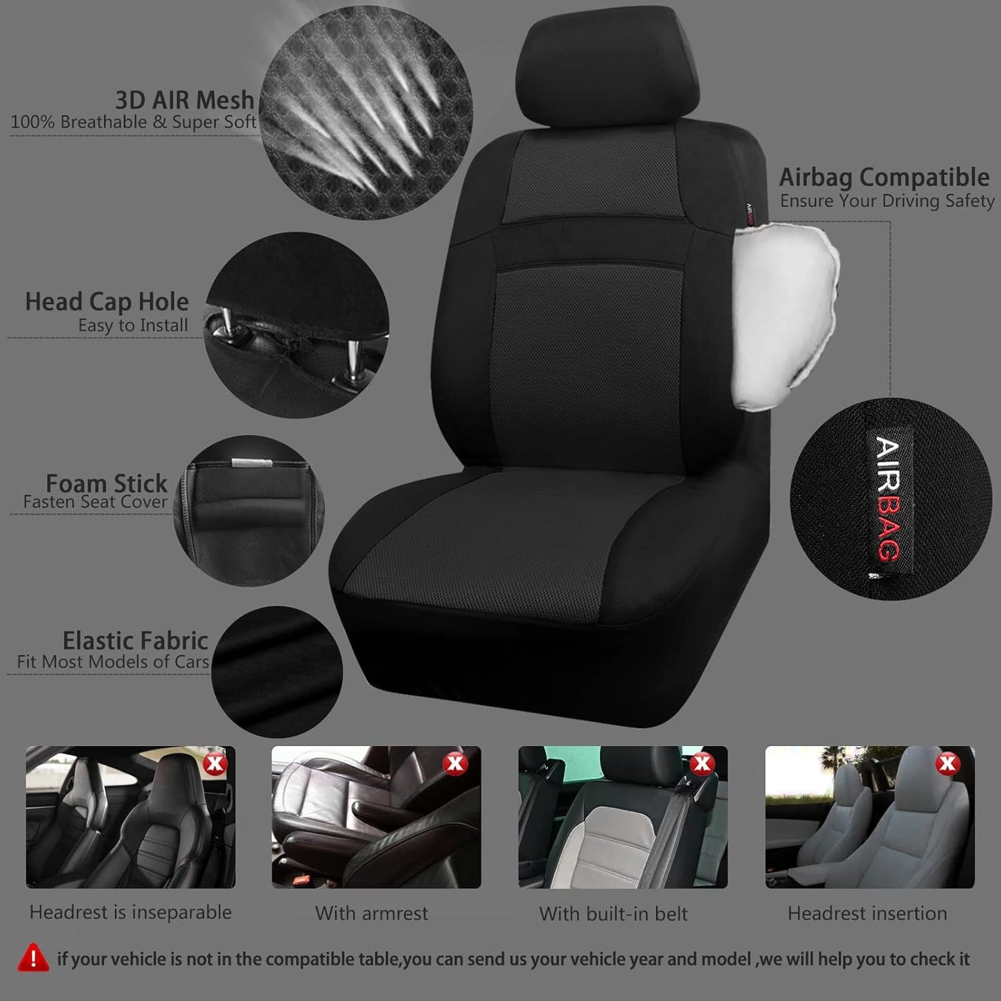 CAR PASS Waterproof Universal Fit Car Floor Mats, Faux Leather Car Carpet Mats, Black Car Mats with Anti-Slip Nibbs Backing & Driver Heel Pad Fit for SUV,Vans,sedans, Trucks,Set of 4pcs(All Black)