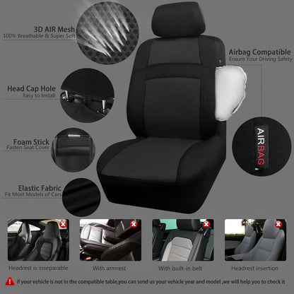 CAR PASS Waterproof Universal Fit Car Floor Mats, Faux Leather Car Carpet Mats, Black Car Mats with Anti-Slip Nibbs Backing & Driver Heel Pad Fit for SUV,Vans,sedans, Trucks,Set of 4pcs(All Black)