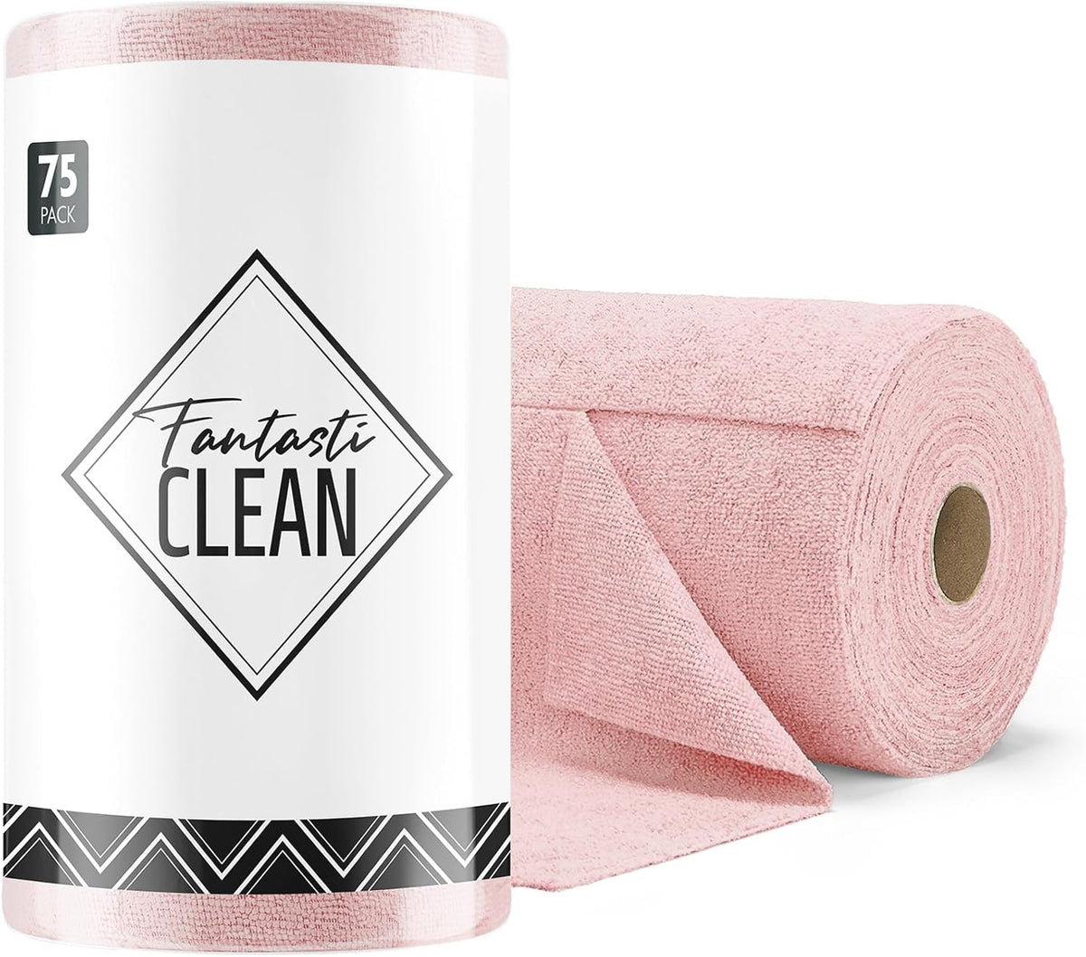 Fantasticlean Microfiber Cleaning Cloth Roll -75 Pack, Tear Away Microfiber Towels, 12" x 12", Reusable, Washable, Scratch Free, Ultra Absorbent for All-Around Cleaning Supplies (DimGray)