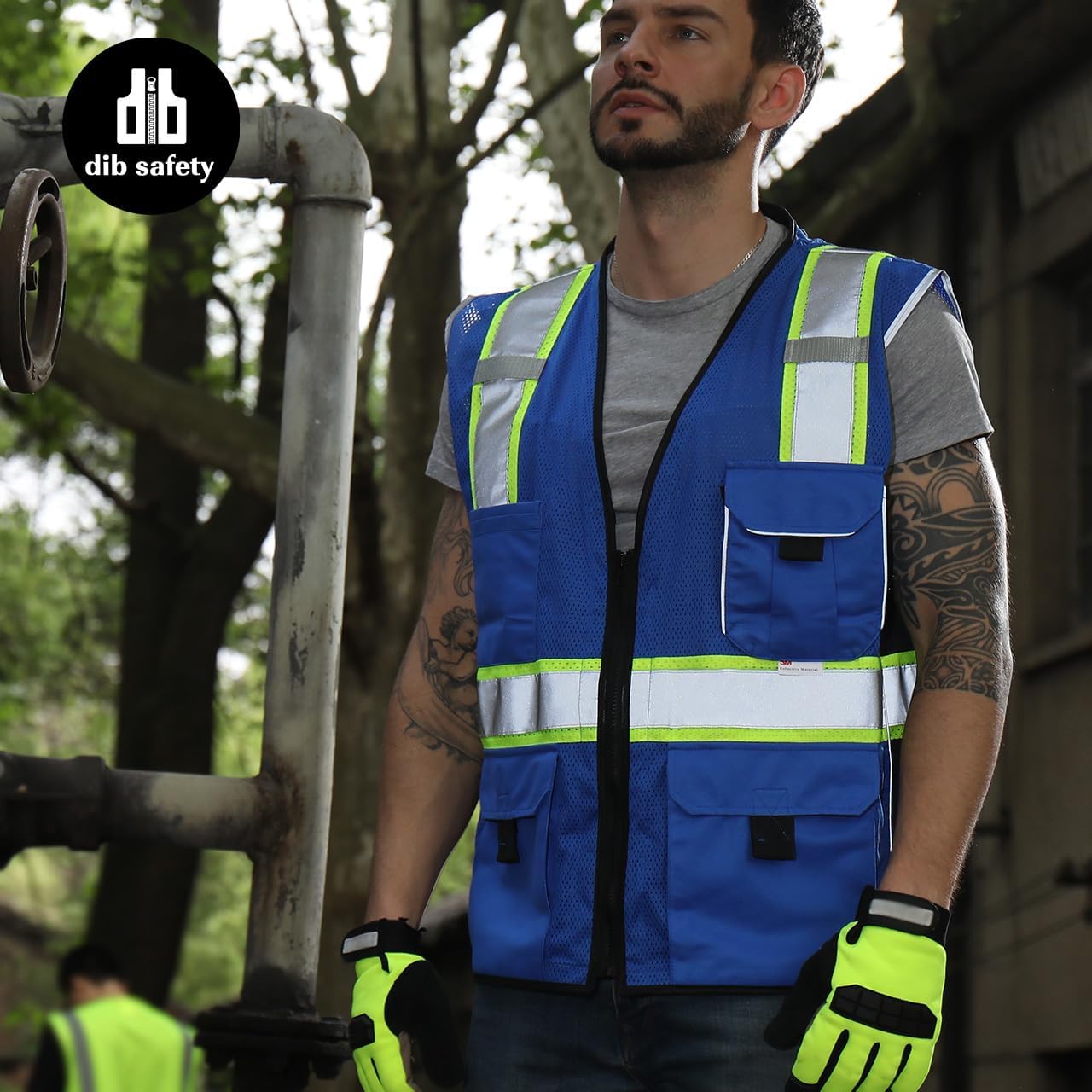 Dib Safety Reflective Mesh Vest ANSI Class 3, High Visibility with Pockets and Zipper, Made with 3M Reflective Tape, Yellow XL