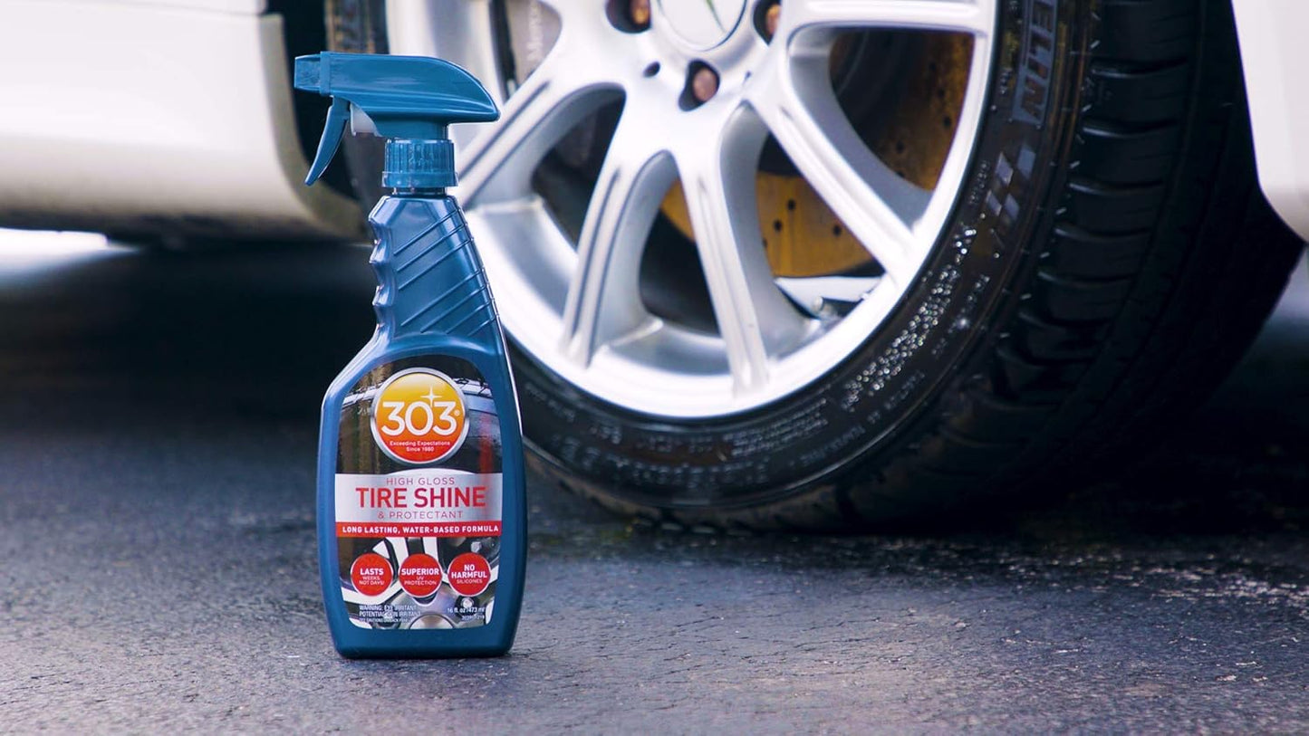 303 Products High Gloss Tire Shine And Protectant - Long Lasting, Water Based Formula - Lasts For Weeks - No Harmful Silicones - Lasts Weeks Not Days, 16 fl. oz. (30395CSR) Packaging May Vary