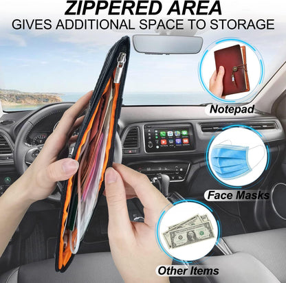 Keedolla Car Sun Visor Organizer, Truck Visor Organizer Car Sun Storage Pocket Pouch Case Bag for Sunglasses, Cards, Pens and Document - Pink