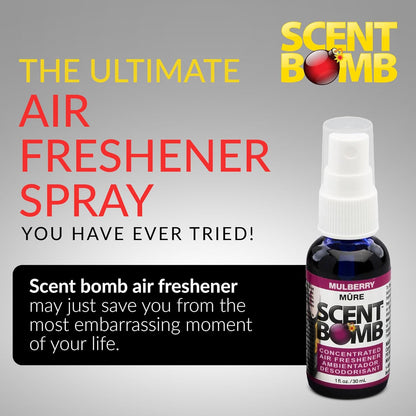 Scent Bomb Air Freshener Spray, Long-Lasting Odor Eliminator - Effective Deodorizer for Home & Car, Fresh Room Spray for Kitchen, Bathroom & Smell Neutralizer - 1 oz Pack of 4, Black Cherry Scent