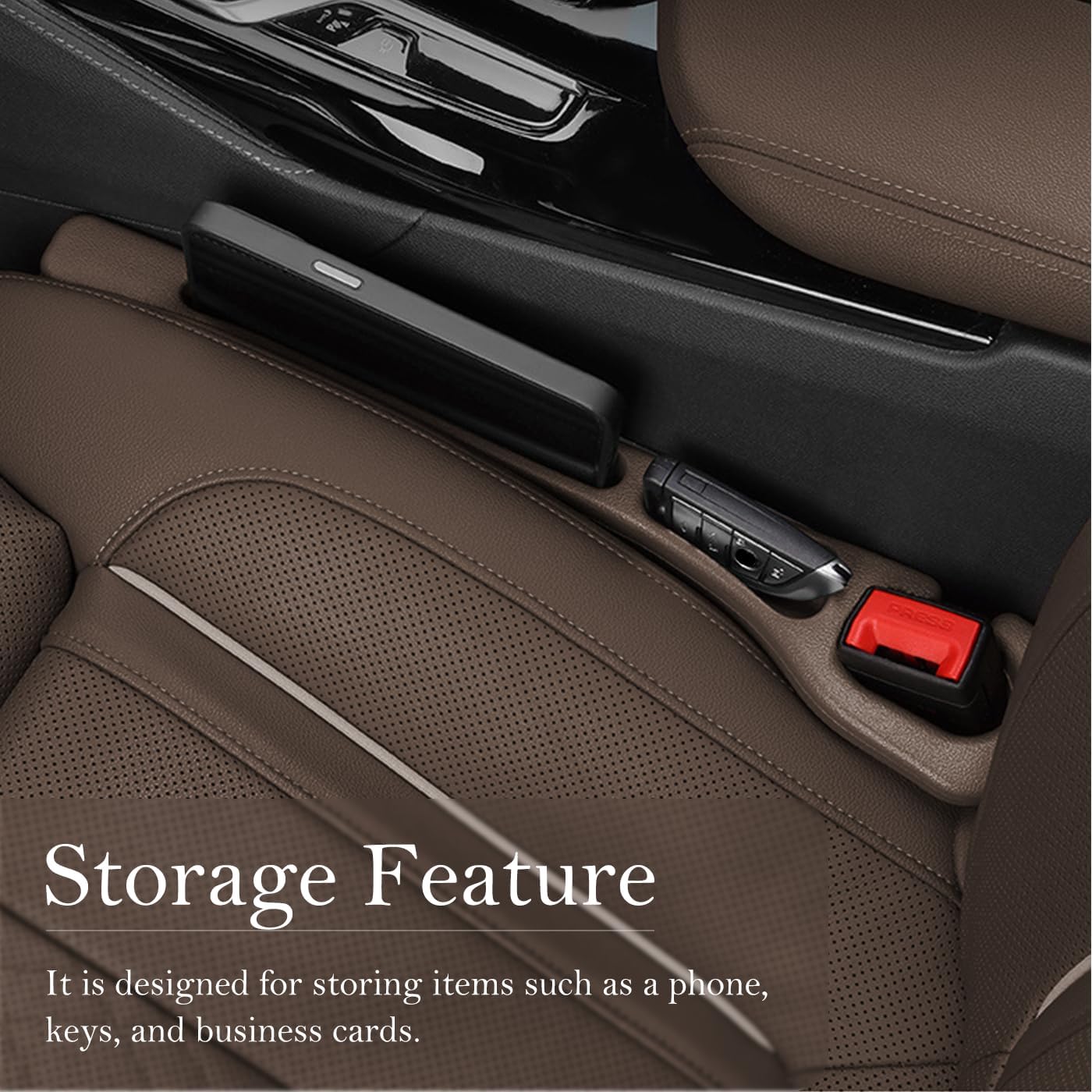 Car Seat Gap Filler 2-Pack, Universal Car Seat Gap Filler Organizer, Seat Gap Plug – Fills Gap Between Seat & Console, Drop-Proof Guard for Phones, Keys & Cards, Fits Cars, SUVs, Trucks, Black