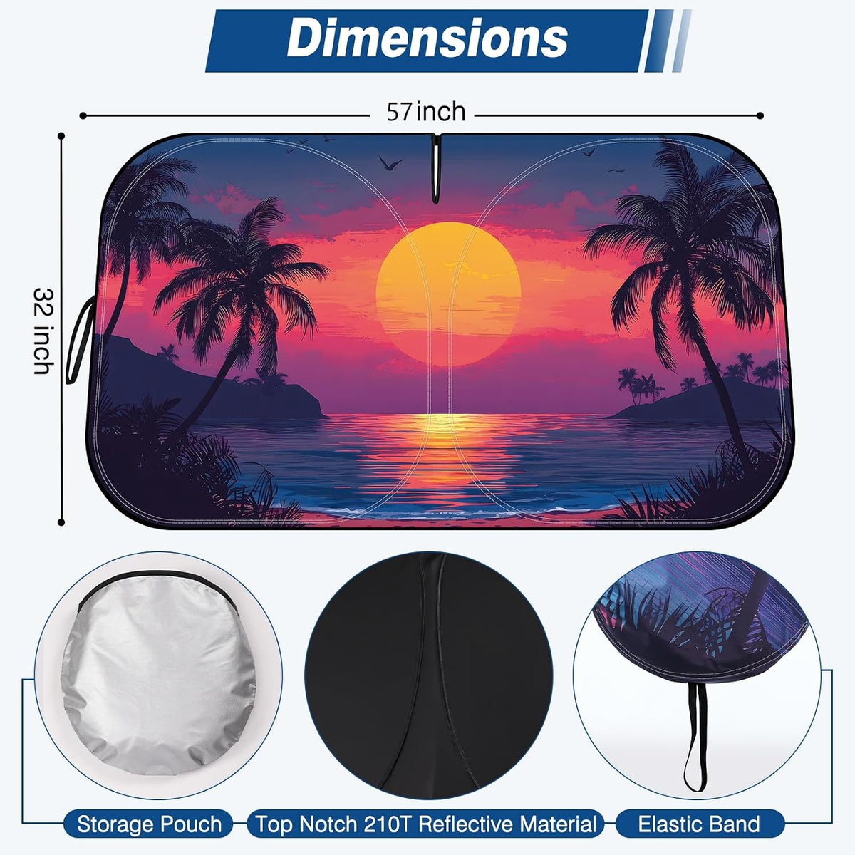 Windshield Sun Shade - Car Sun Shade Windshield, Reflector Sunshade Offers Ultimate Protection for Car Interior, Foldable Front Window Fit for Hatchback, Truck, SUV, MPV