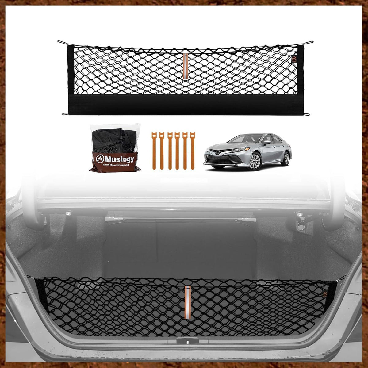 Muslogy Truck Bed Cargo Net Trunk Netting Compatible with 2023-2025 2026 Honda CR-V Accessories, Pickup Cargo Organizer SUV Sedan Storage Net w/Heavy Duty Carabiners - Colors A
