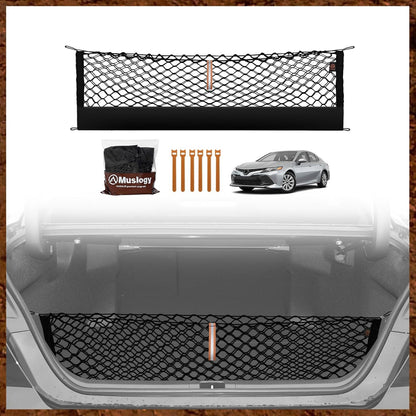 Muslogy Truck Bed Cargo Net Trunk Netting Compatible with 2023-2025 2026 Honda CR-V Accessories, Pickup Cargo Organizer SUV Sedan Storage Net w/Heavy Duty Carabiners - Colors A