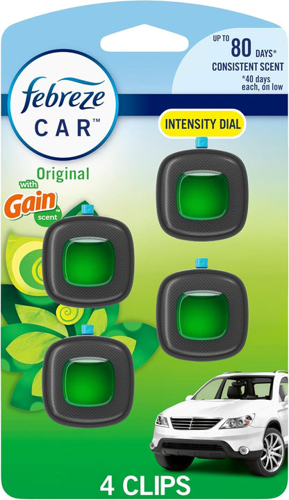 Febreze Car Air Freshener, Odor-Fighting Automotive Vent Clip, Scented Car Accessories, Long Lasting for Strong Odors, Hawaiian Aloha Scent, 4 Count