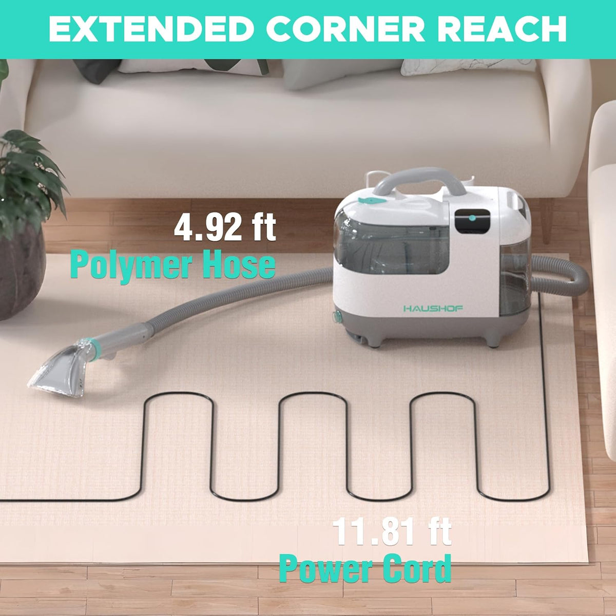 HAUSHOF 3-in-1 Steam Portable Carpet and Upholstery Cleaner Machine, Instant Heating Portable Carpet Cleaner with Steam & HotWater & Cold Water System, Steam Vacuum Cleaner for Cars, Furniture, Couch