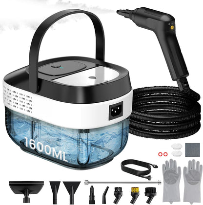 Pressurized Steam Cleaner 1.6L, 3-Level Adjustable Steamer for Cleaning, 10s Heat-Up, 2500W Handheld Steamer Cleaner for Home, Car, Kitchen, Floor, Multi-Surface Cleaning Machine, 19pcs Accessories