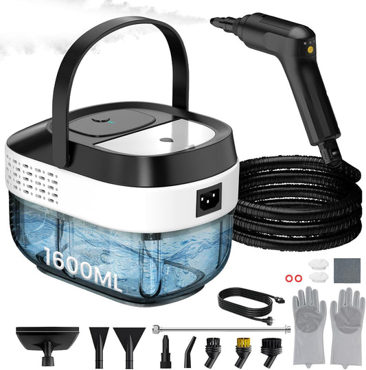 Pressurized Steam Cleaner 1.6L, 3-Level Adjustable Steamer for Cleaning, 10s Heat-Up, 2500W Handheld Steamer Cleaner for Home, Car, Kitchen, Floor, Multi-Surface Cleaning Machine, 19pcs Accessories