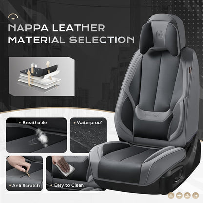 Coverado Seat Covers Full Set, Black Seat Covers for Cars 5 Seats, Car Seat Protector, Waterproof Nappa Leather Car Seat Cushion, Front and Rear Car Seat Cover Fit for Most Sedans SUV Pick-up Truck - Colors A