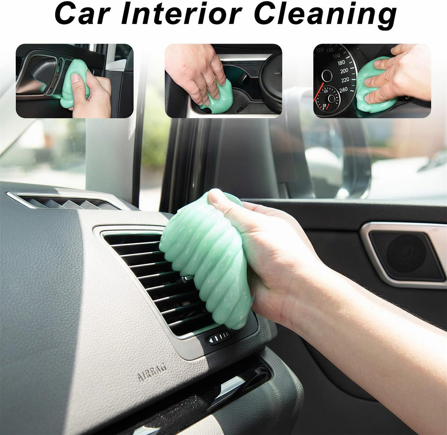 ASFSKY Car Cleaning Gel (Blue,Mint) Cleaning Putty Universal Dust Cleaning Car Interior Cleaner Keyboard Dust Remover Car Slime Gifts for Men Women girl（1 pack）