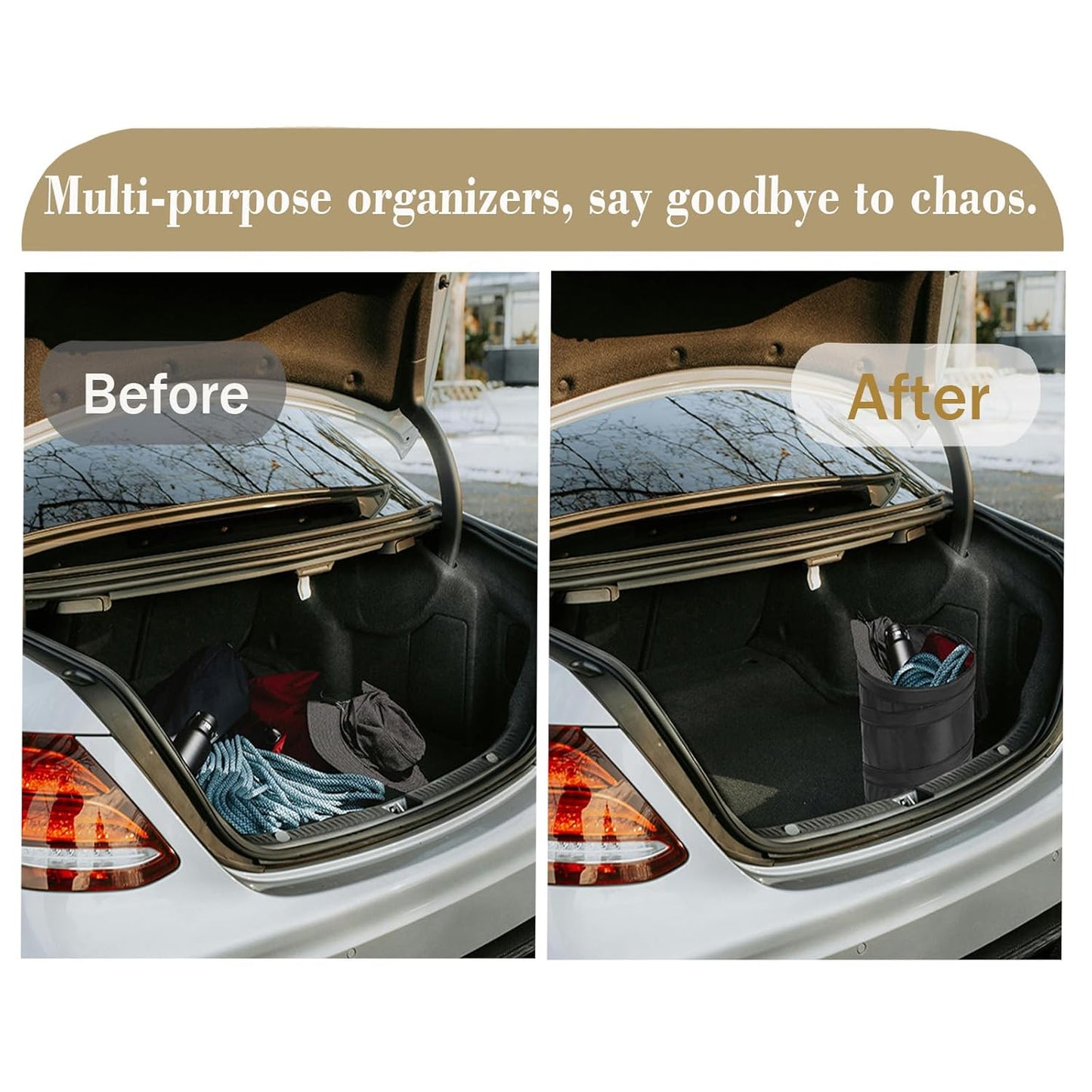 Ginsco 4 Gallons New Leakproof Car Trash Can, Large Trash Can Pop-up Collapsible Hanging Car Trash Bin, Waterproof PEVA Liner Open-Top Garbage Can for Cars Home Office Camping