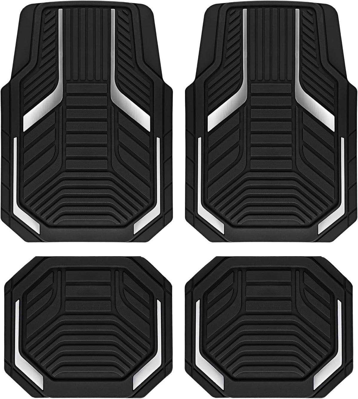 PIC AUTO Heavy Duty Rubber Floor Mats, Purple Aluminum Film Car Mats Set, Front and Rear Car Mats with Anti-Slip Backing, All Weather Protection, Trim-to-Fit for Automotive SUV, Sedan, Van